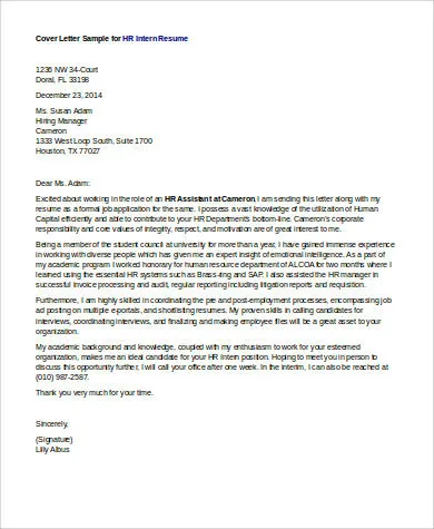 41975 hr internship formatting