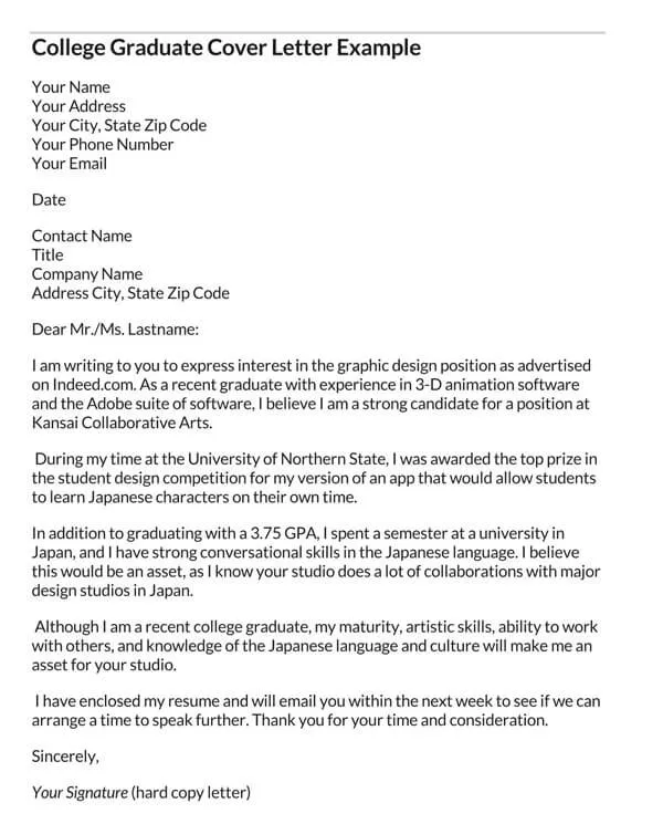 41978 cover letter formatting