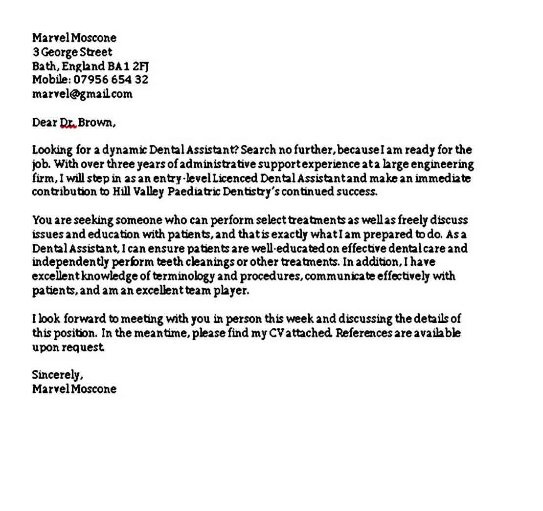 41980 dental assistant cover letter writing