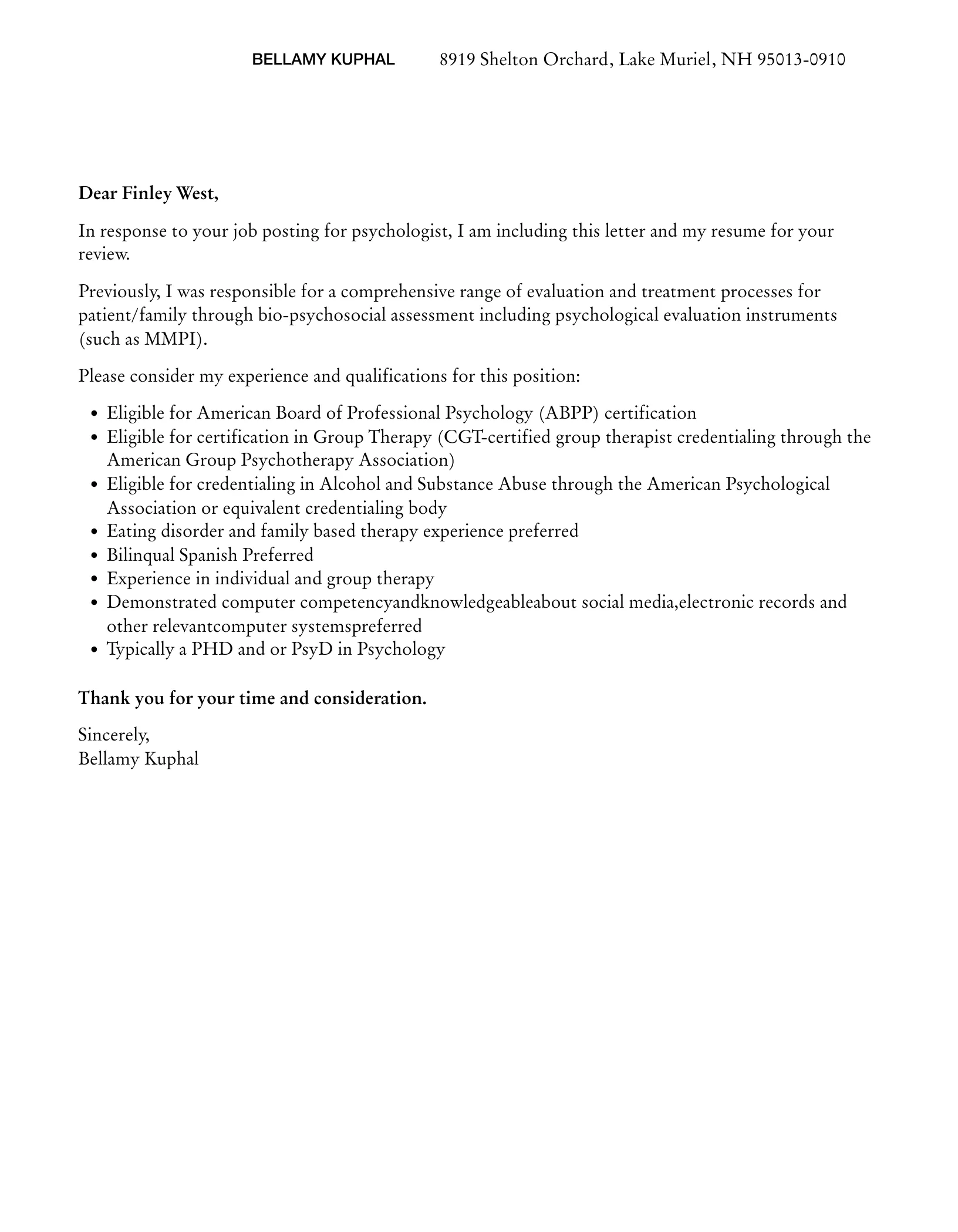 41984 psychologist tailoring