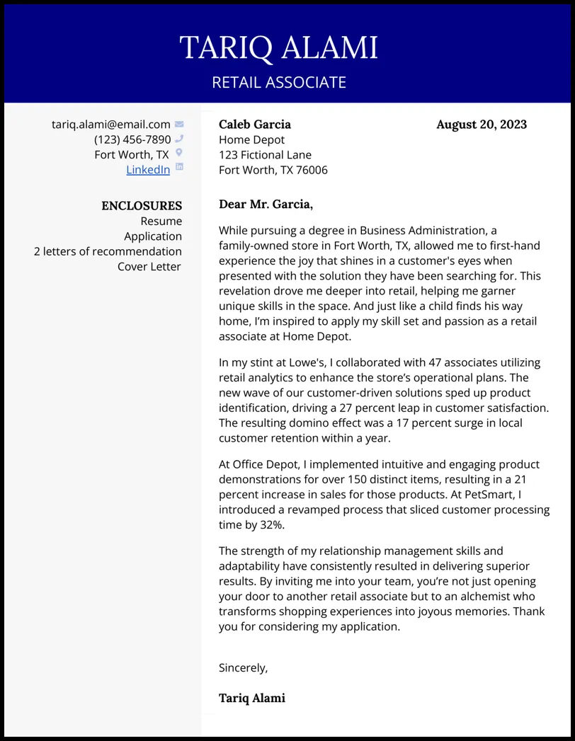 41994 retail cover letter closing