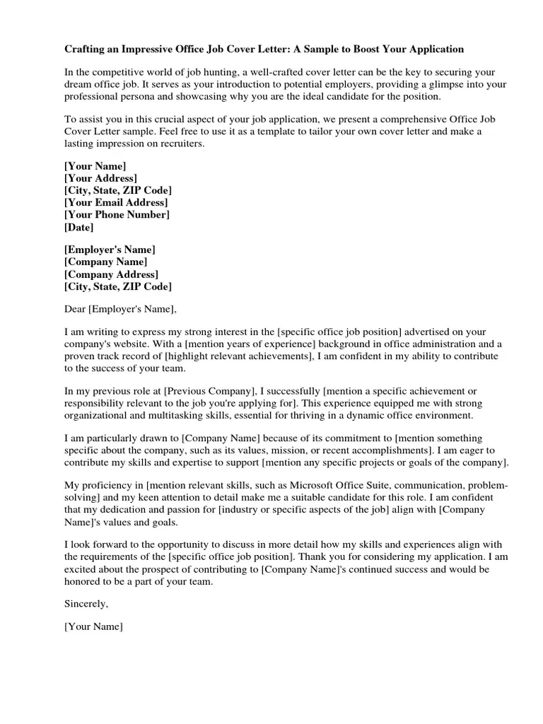 41995 cover letter office job