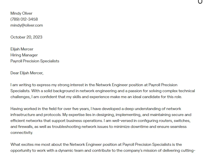 41997 cover letter formatting