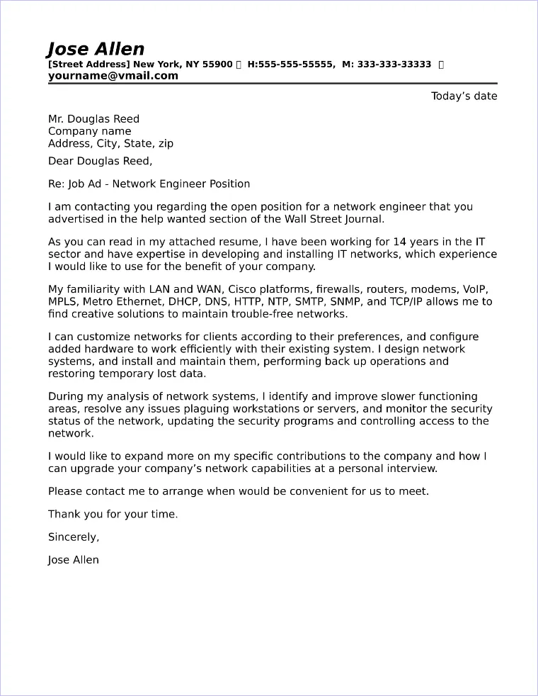 41997 network engineer cover letter header