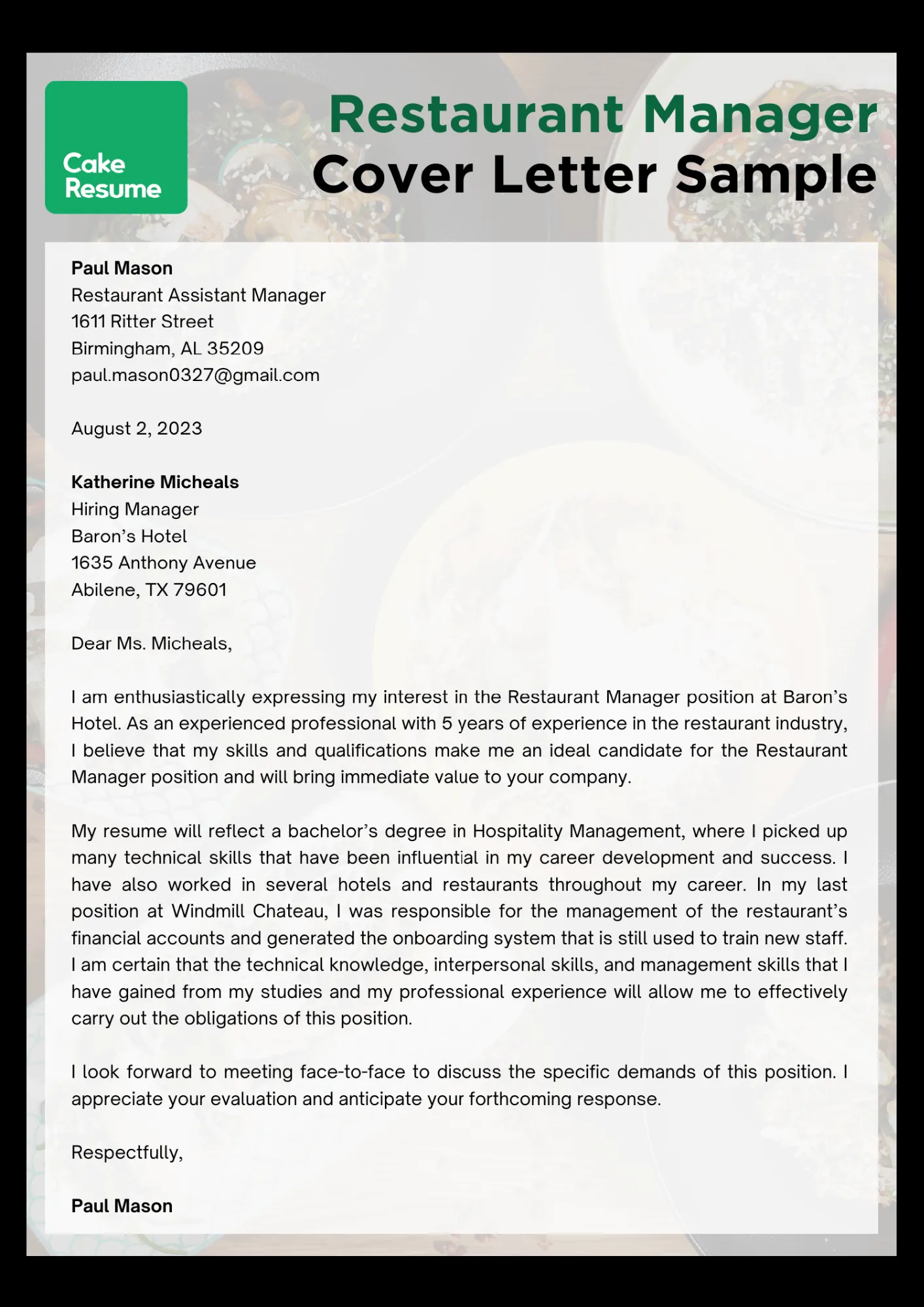 42003 cover letter structure