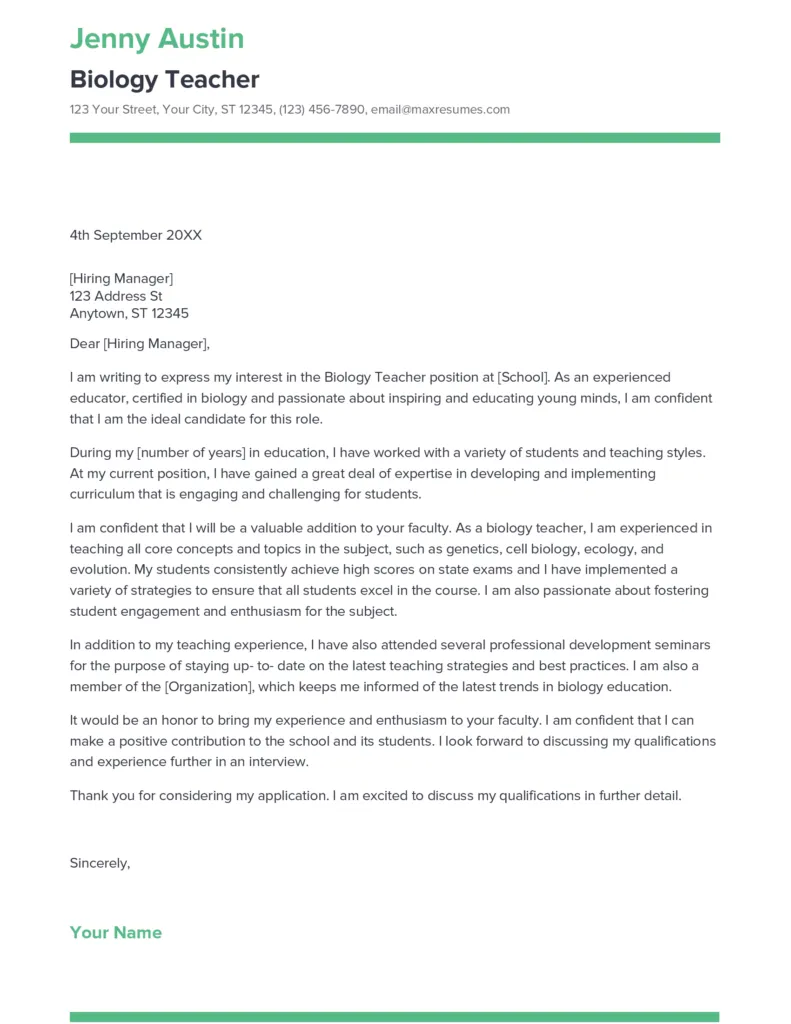 42004 biology teacher cover letter example