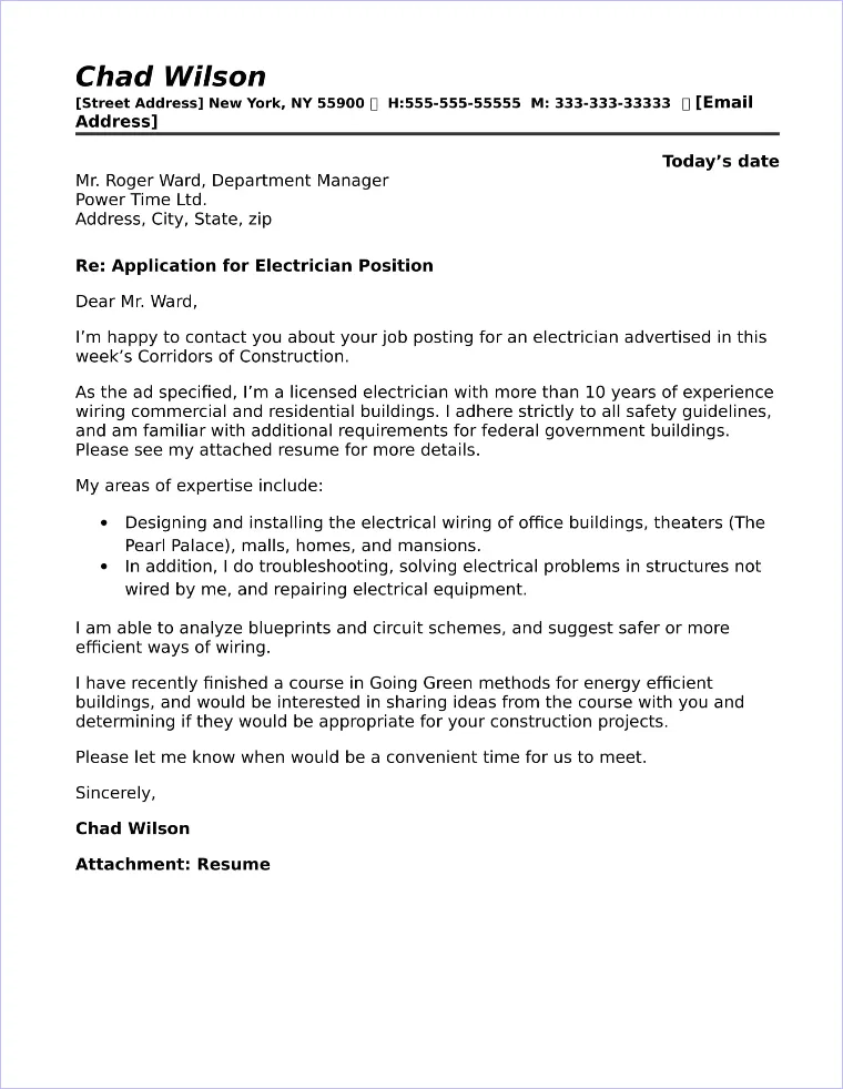 42007 electrician cover letter header