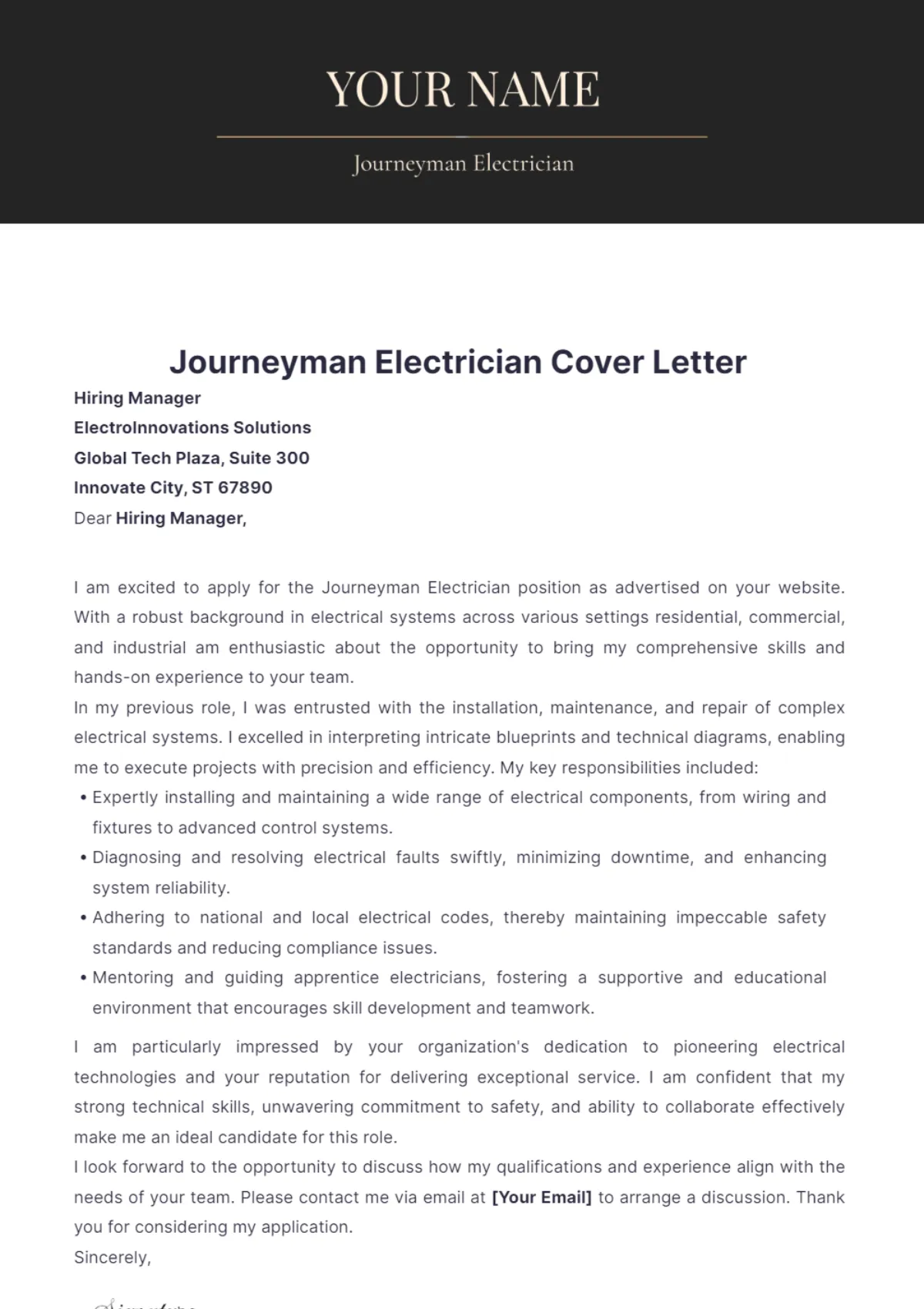 42007 electrician cover letter skills