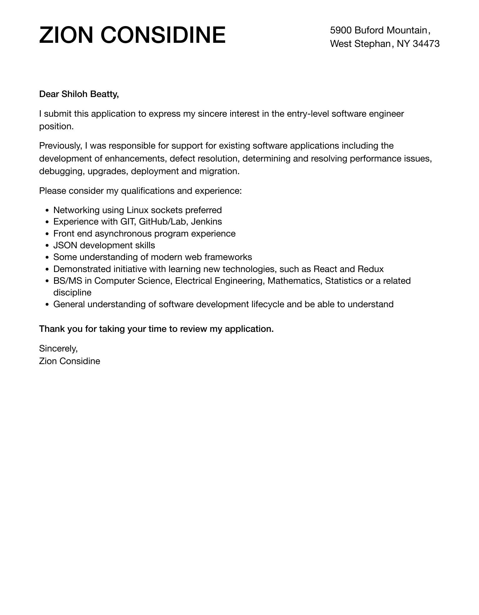 42019 keywords cover letter