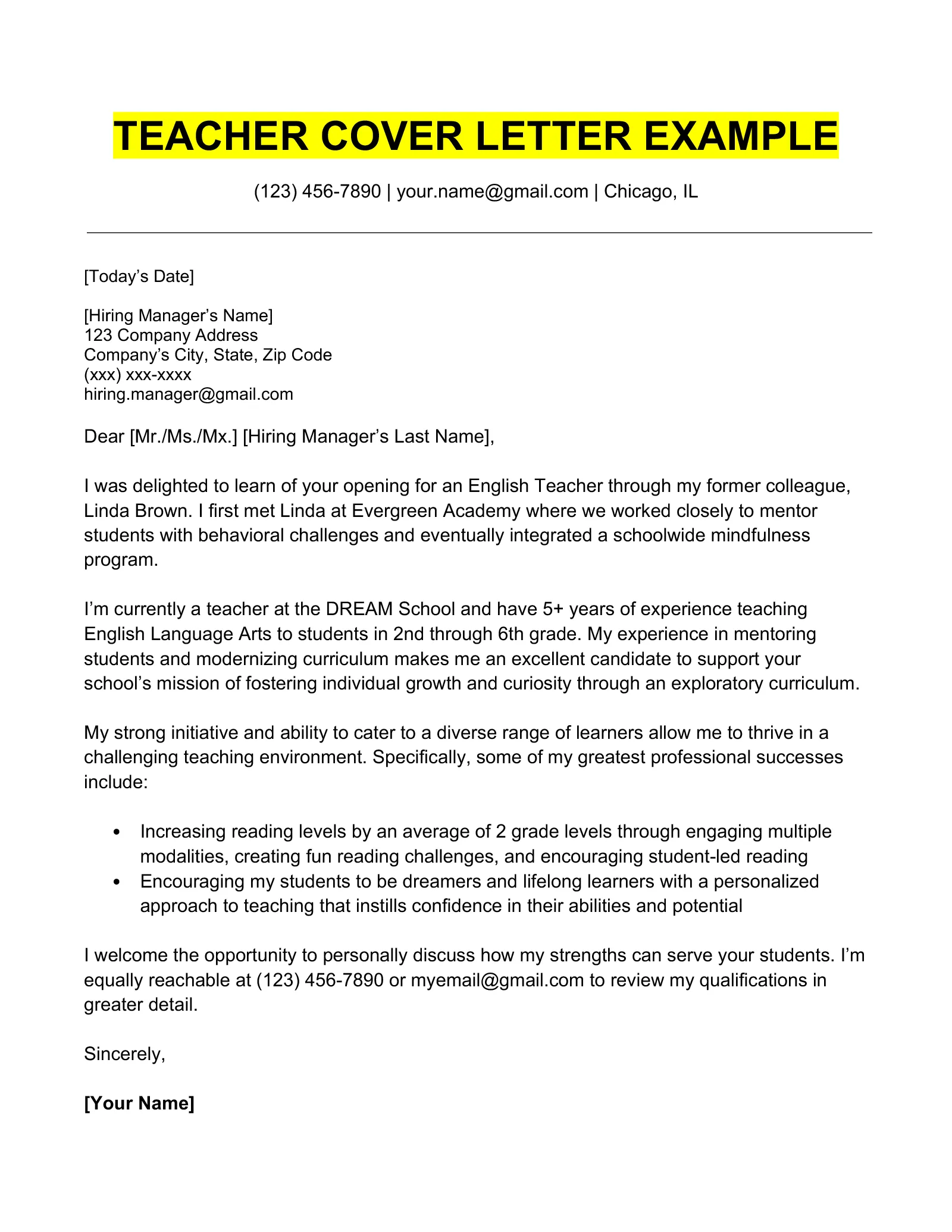 42038 cover letter format teacher