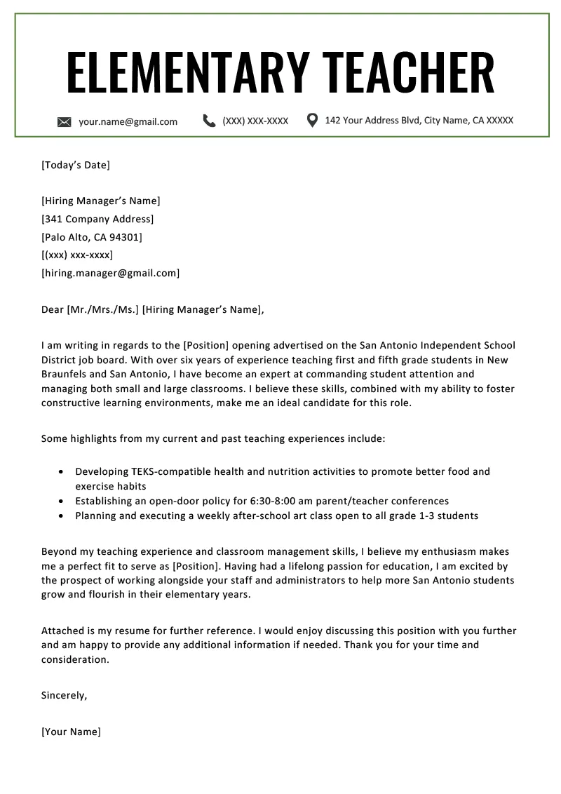 42038 teacher cover letter writing