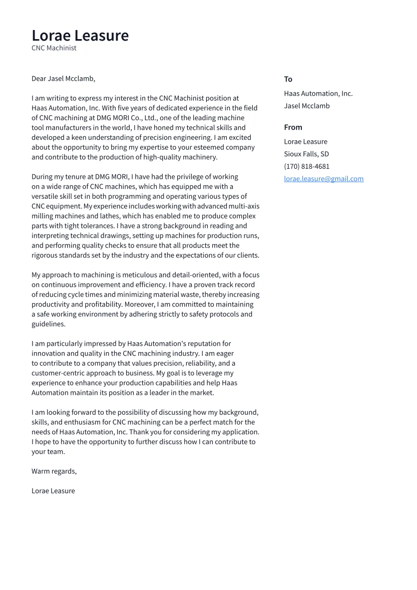 42085 machinist skills experience