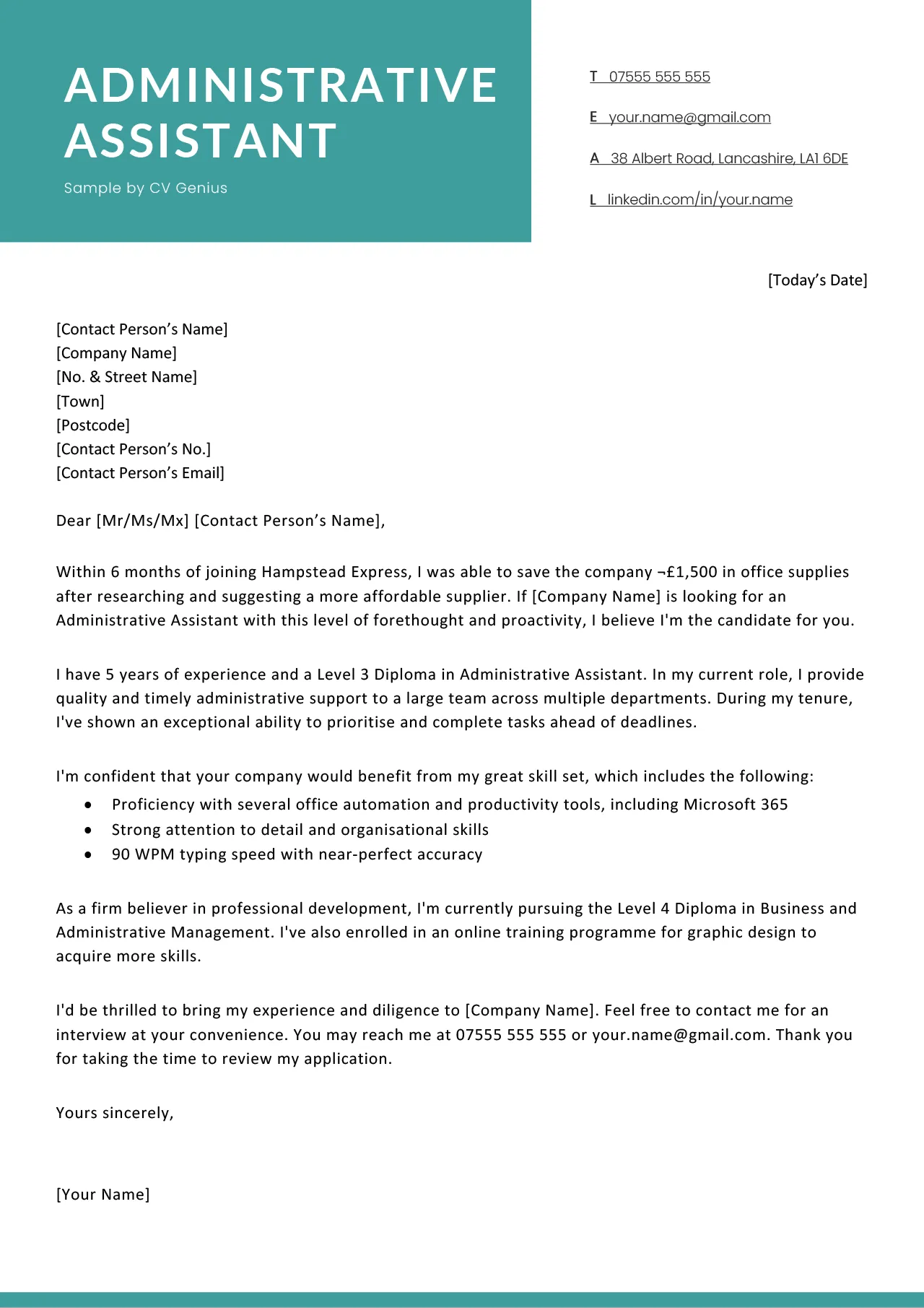 42095 cover letter sample header