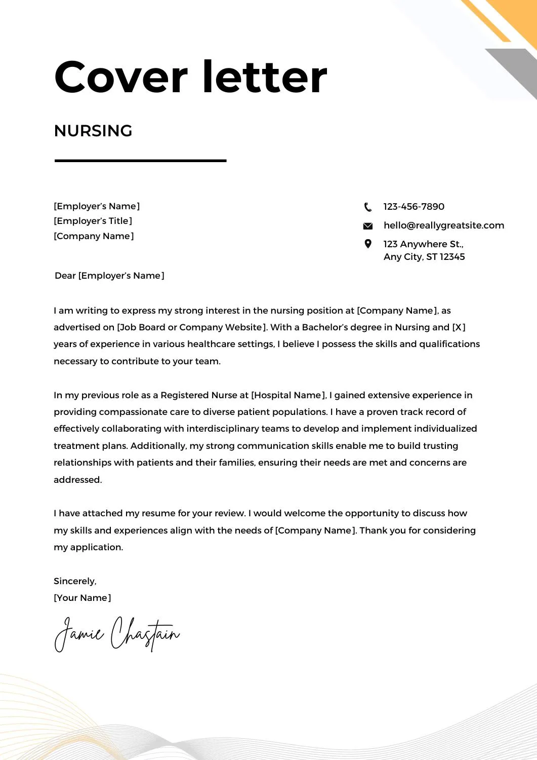 42105 nursing cover letter format