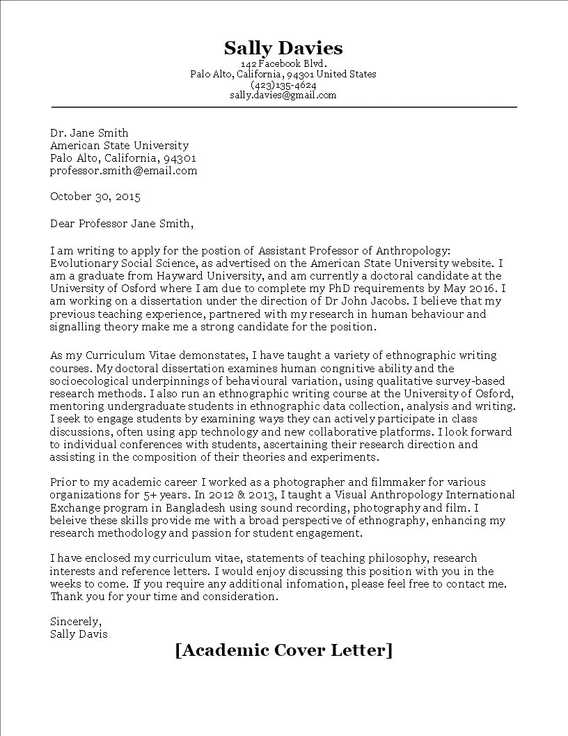 42107 academic cover letter formatting