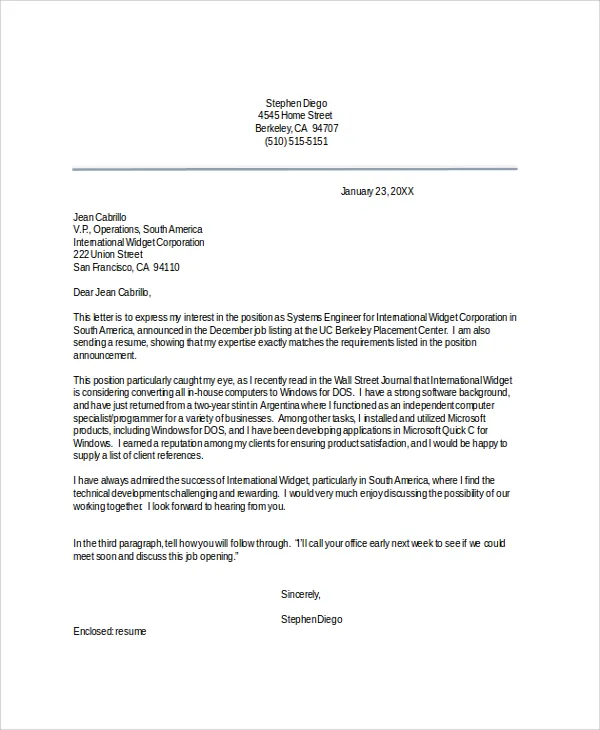 42126 cover letter structure