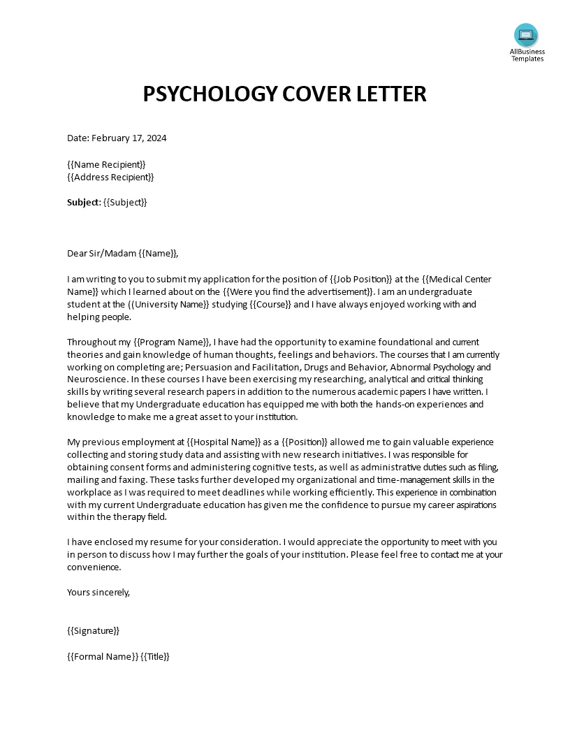 42132 clinical psychology cover letter