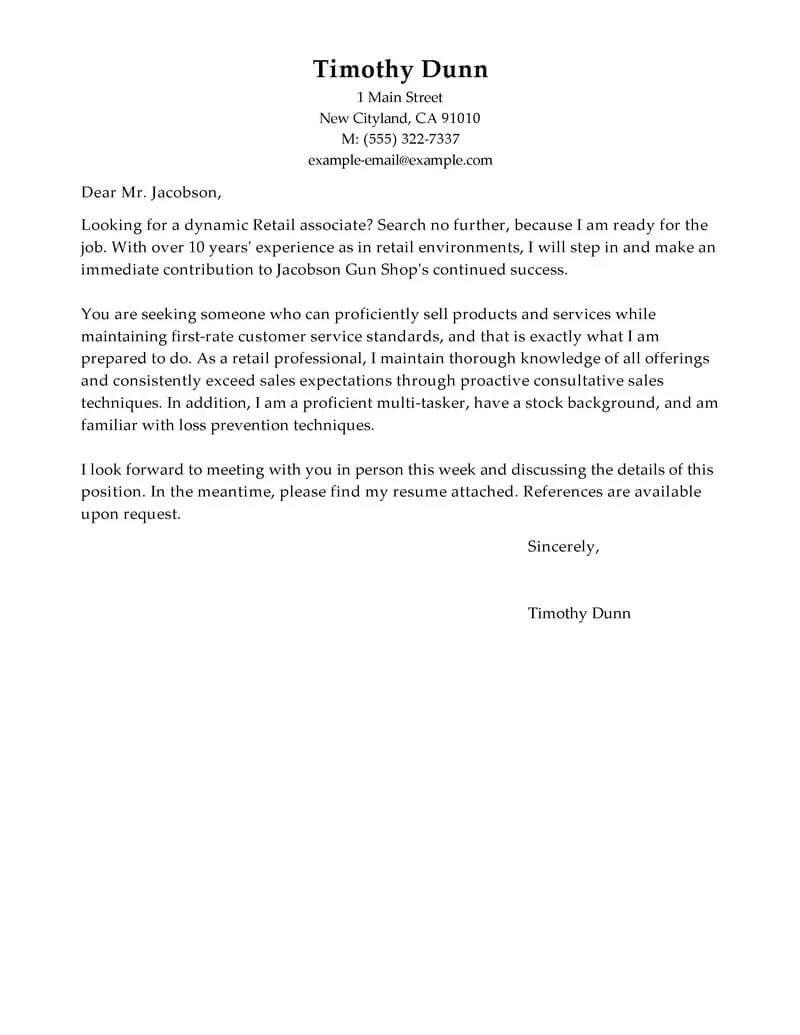 42142 retail cover letter format