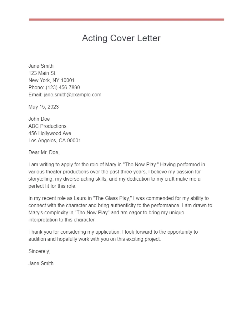 42146 actor writing cover letter