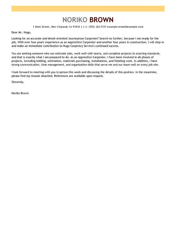 42150 carpentry apprenticeship cover letter closing