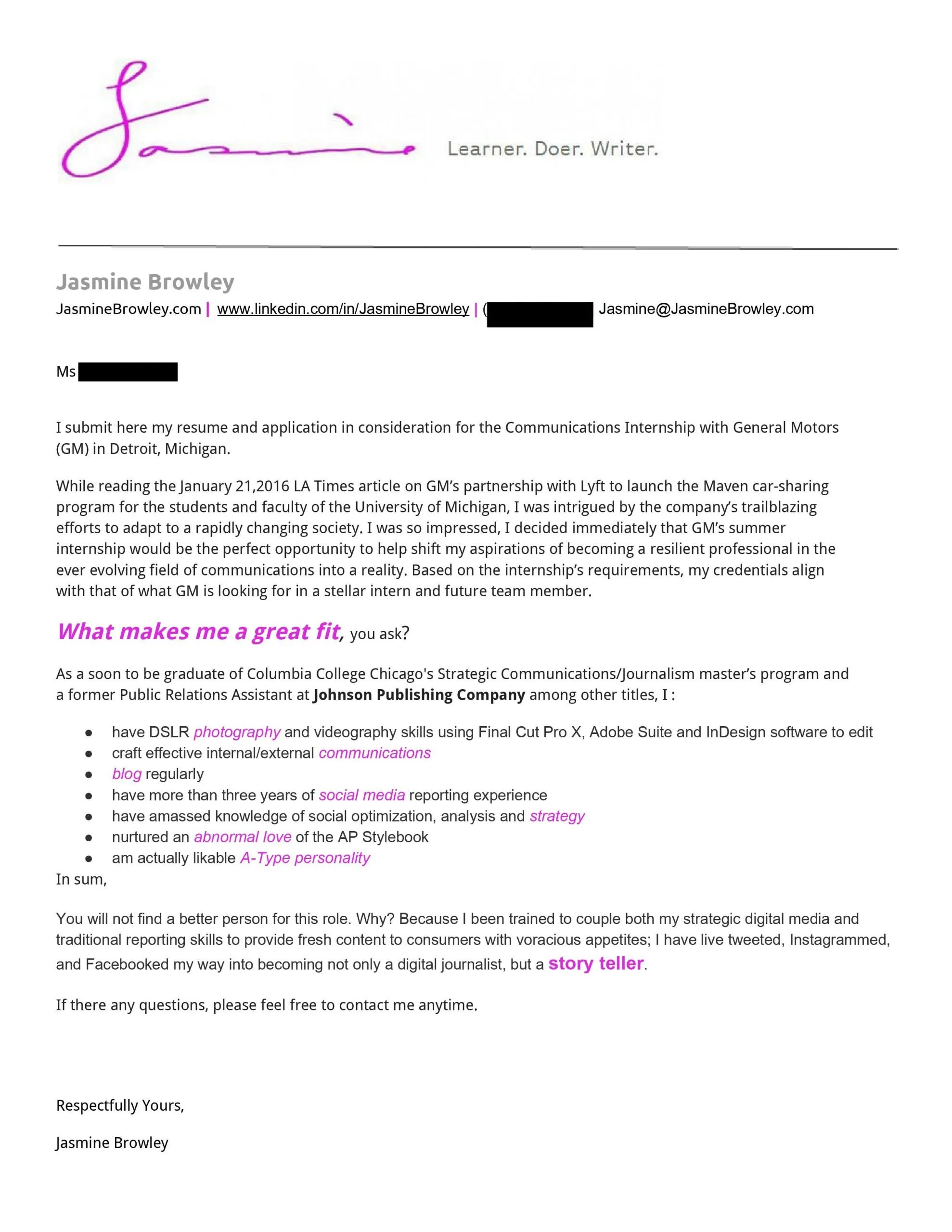 42161 cover letter formatting