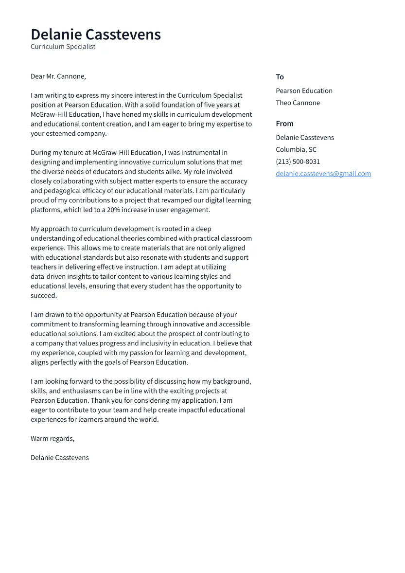 42170 curriculum specialist cover letter header