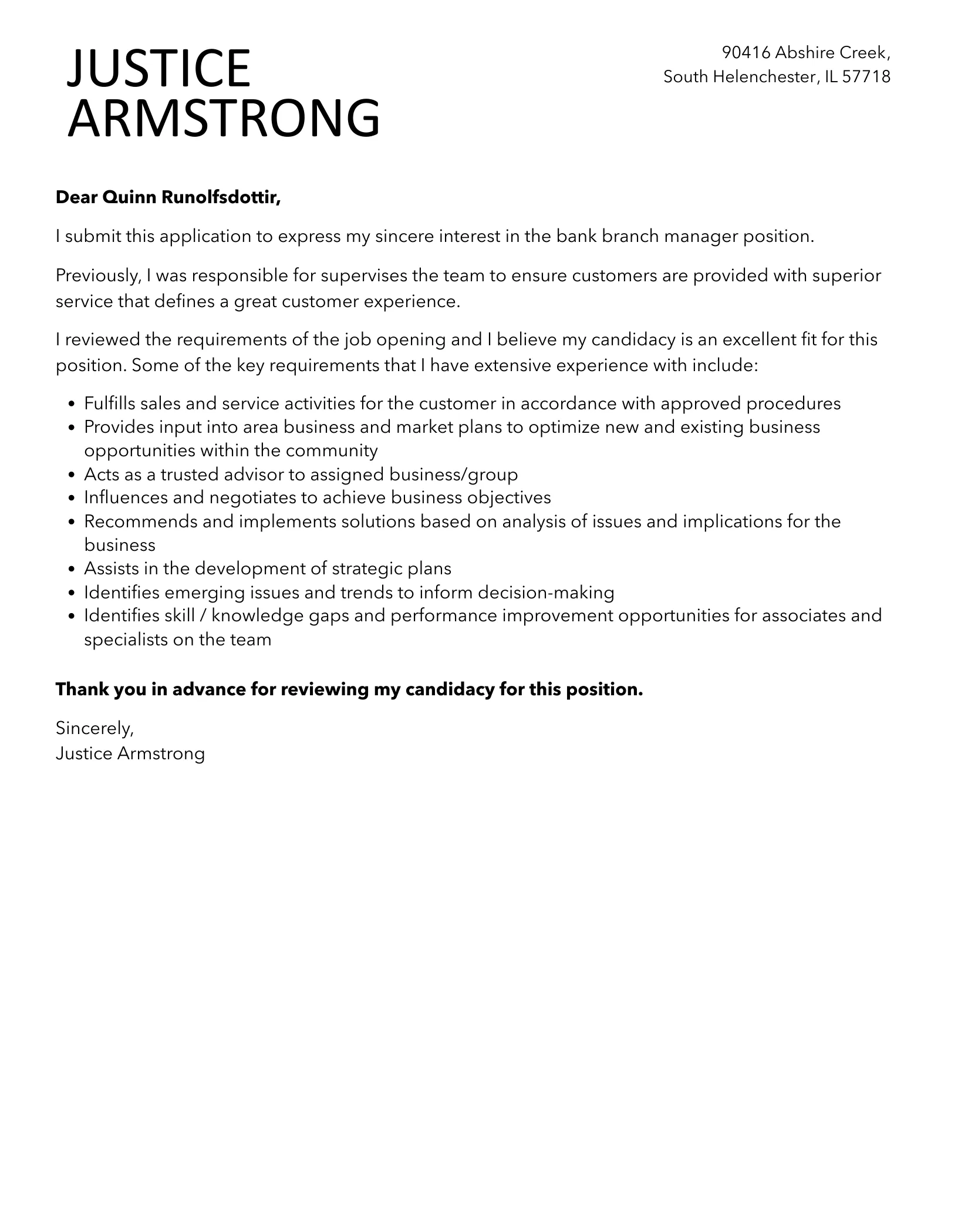 42204 branch manager skills