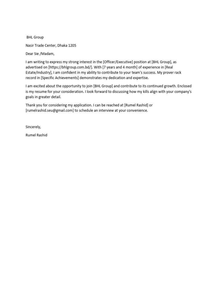 42205 cover letter formatting
