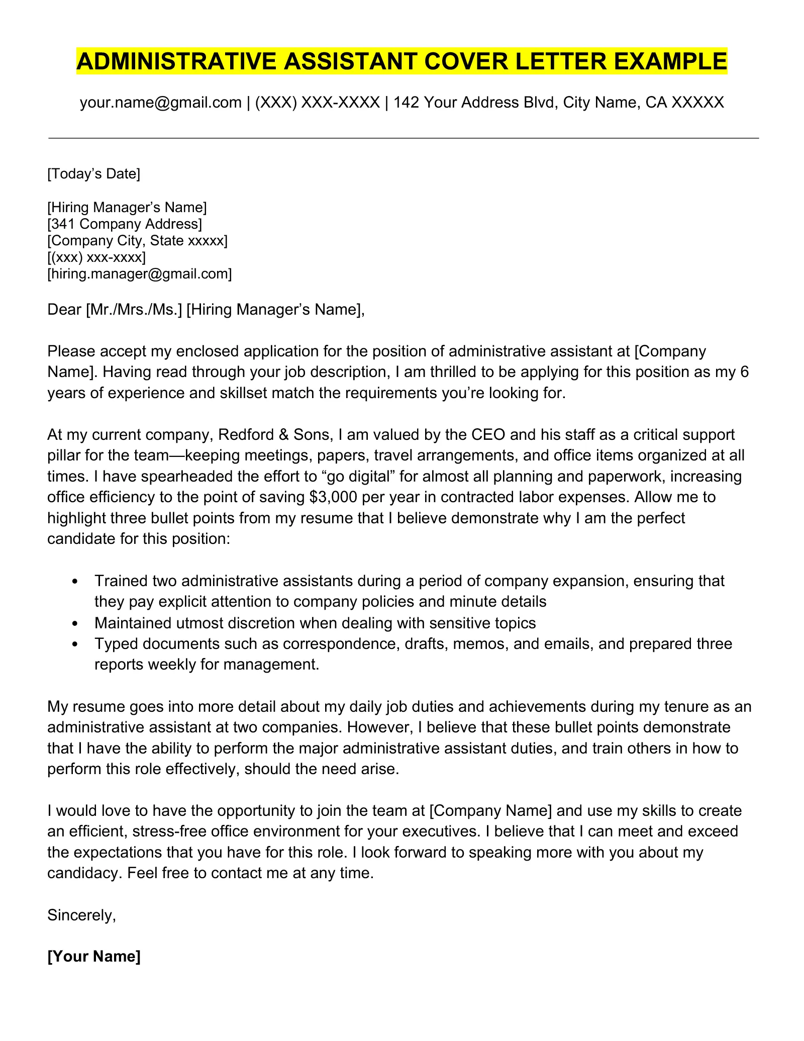 42233 cover letter formatting