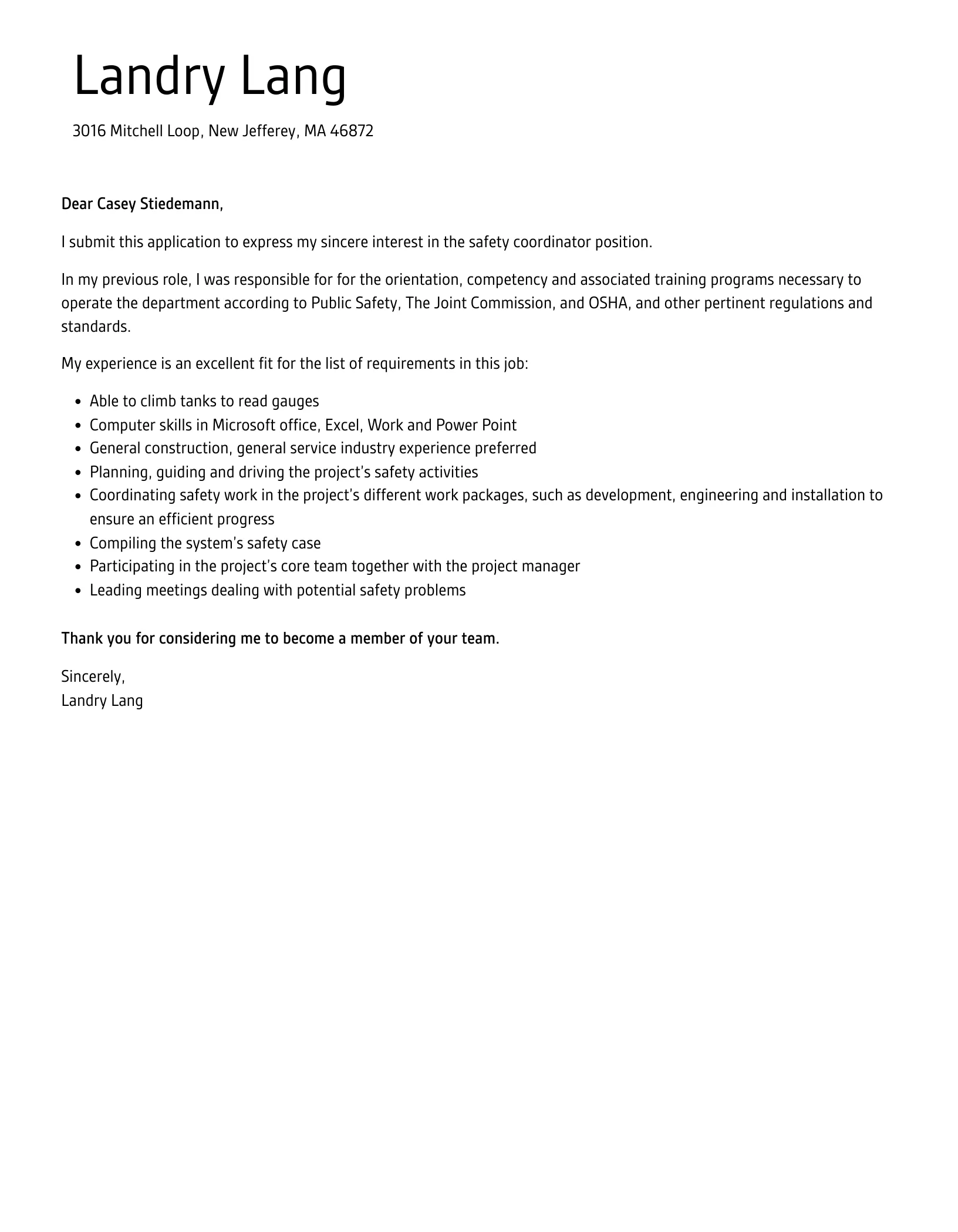 42237 safety coordinator formatting