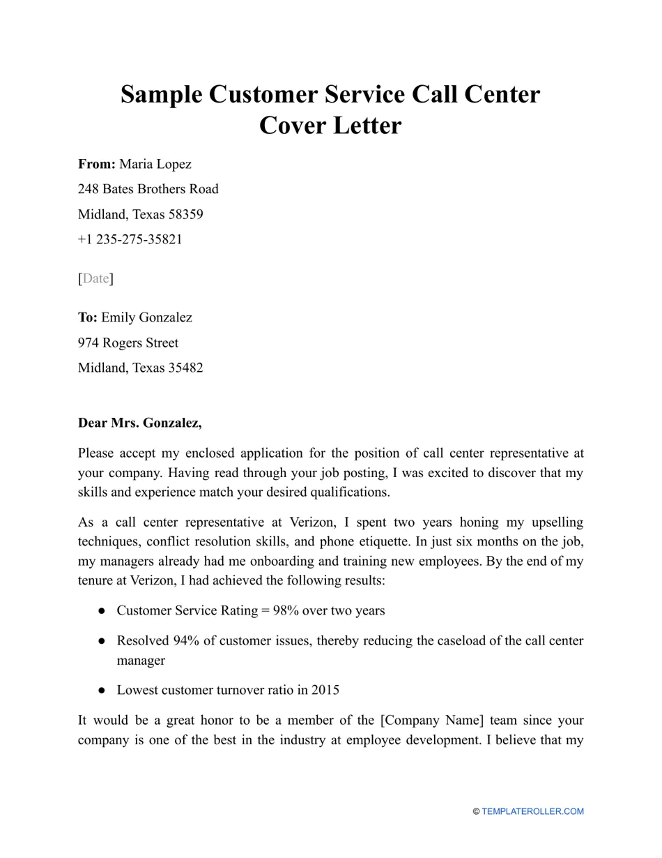42243 customer service cover letter writing