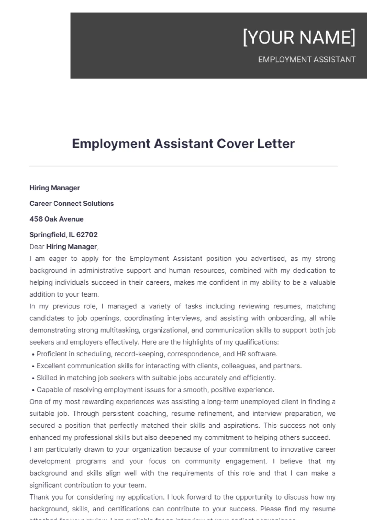 42244 skills experience cover letter