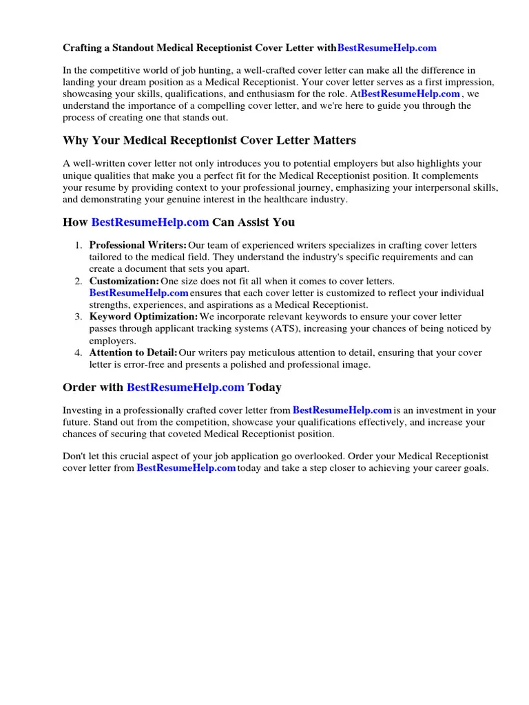 42252 medical reception cover letter writing